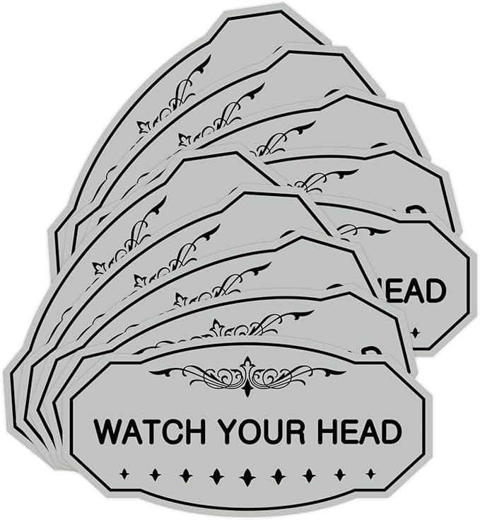 Signs ByLITA Victorian Watch Your Head Sign (Lt Gray) - Medium 10 Pack