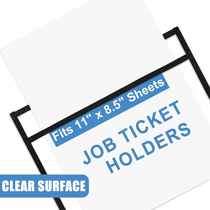 Heavy Duty Sheet Protectors 8.5 x 11 Job Ticket Holders, 30 Pack Dry Erase Pockets Plastic Paper Sleeves Clear Sleeves for Paper Clear Document Protectors for Shop Office Classroom Home, Black