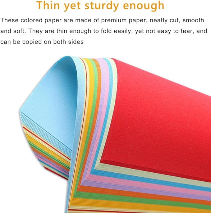 A4 Origami Paper White 100 Sheets, 8.27×11.7 inch Double Sided Color Easy Fold Big Origami Paper A4 Colored Copy Papers Thin 70gsm for Beginners, DIY handwork Art and Craft Projects (210 x 297 mm)