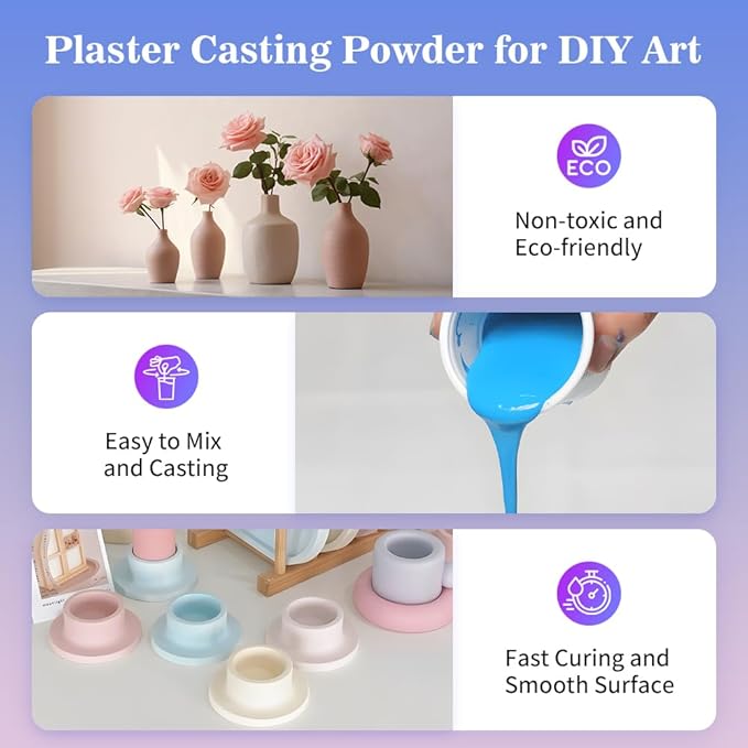 Plaster Casting Powder 5000G/176 OZ, Water Activated Fast Curing Plaster Casting Powder, 20-30 Minutes Demold, Beginners Friendly Casting Powder Kit for Resin Molds, Crafts & DIY Art