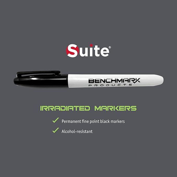 Suite Benchmark Products Permanent Markers, Black, Sterile and Irradiated, 10 Markers/Pack (Retractable)