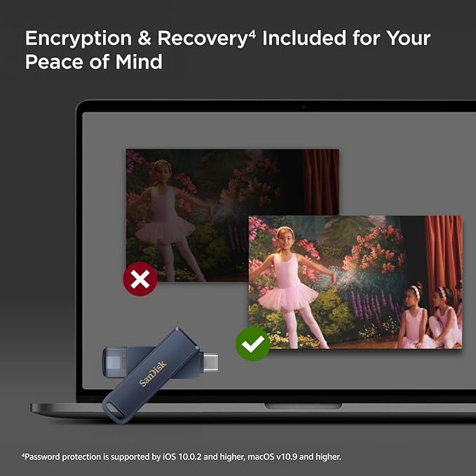 SanDisk 256GB Phone Drive for iPhone - Works with iPhone 15 and Newer (USB-C Connector) and iPhone 14 and Older (Lightning Connector), Metallic Sky - SDIXD0N-256G-GN6NE