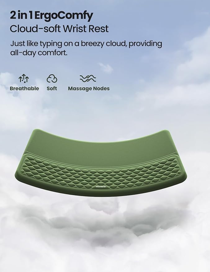 Vaydeer Wrist Rest with Keyboard Stand, Computer Wrist Support Pad, Ergonomic Keyboard Riser Holder Lifter Tray with Wrist Pad, Soft Memory Foam Desk Cushion, Palm Hand Typing for Office Home School