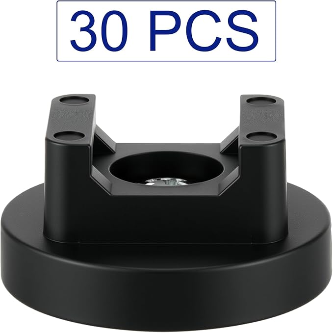 Yookeer 30 Pcs Magnetic Zip Tie Mount Base Black Magnetic Cable Clips Wire Holder Multipurpose Cable Ties Management Base Electrical Supplies for Wire (31 mm)