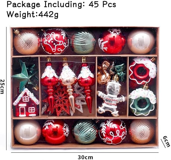 2025 Latest Model Premium 90 Pcs Shatterproof Christmas Ornaments Set,2.36 Inch Festive Baubles with Snowflake, Classic Gingerbread & Snowflake Designs, Ideal Gift for Xmas/Wedding/Party (Red & Gold