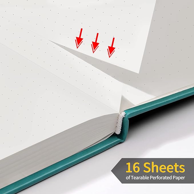 Annecy Numbered Bullet Dotted Journal Notebook, Medium 5.5x 8.25, 160 Pages 100GSM Writing Paper, A5 Turquoise Faux Leather Cover with Pen Loop