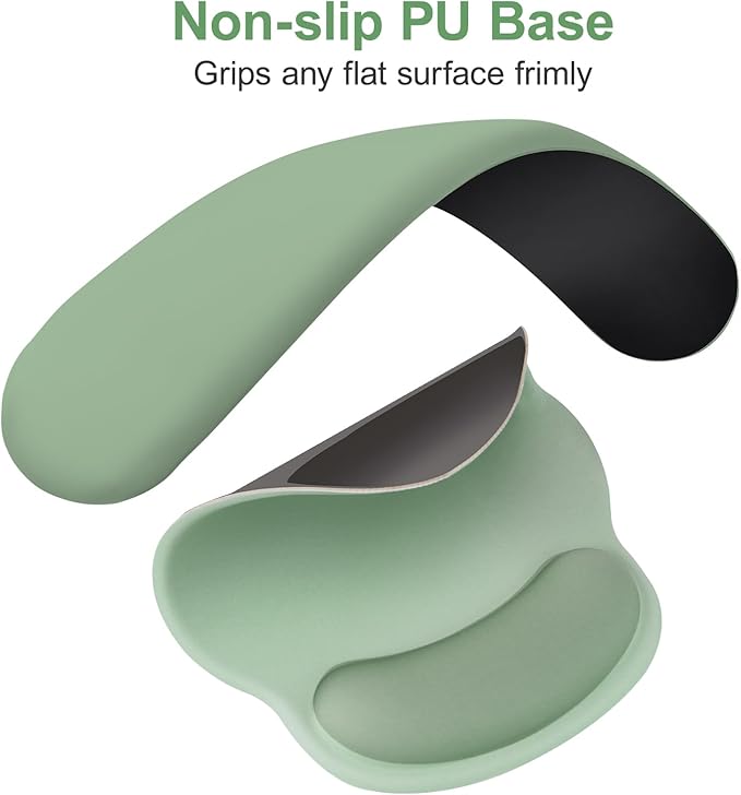 MOSISO Wrist Rest for Keyboard Mouse Pad Set, Large Gaming Deskpad&Circle Curved Mousepad&Keyboard Wrist Rest&Coaster, Ergonomic Non-Slip Mousepad&Easy Typing Pad with Curved Memory Foam, Green