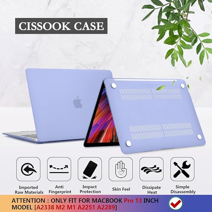 CISSOOK Compatible with MacBook Pro 13 Inch Case 2023 M2 Chip, Hard Shell Case & Keyboard Cover for MacBook Pro 13 inch with Touch Bar 2020-2023 Release M2&M1 A2238 A2289 A2251 Model, Sierra Blue