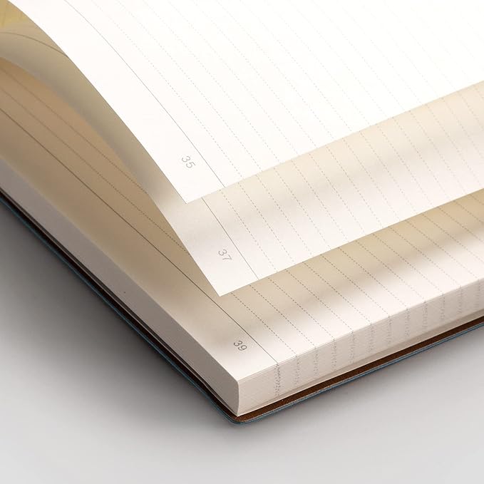 EMSHOI College Ruled Composition Notebook - Large B5 Notebook Lined Journal Leather with Free Sticky Notes, 204 Numbered Pages,100gsm Thick Lined Paper, Softcover, 7.5"x10"-Khaki