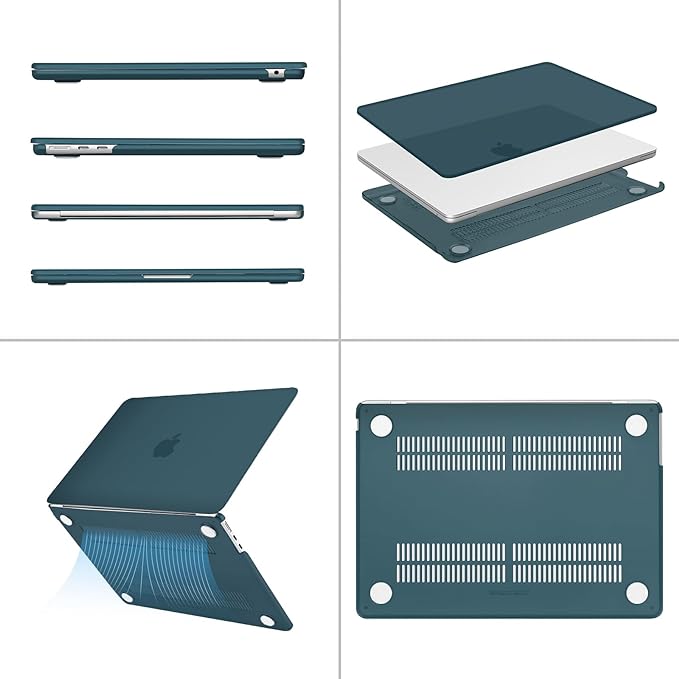 MOSISO Compatible with MacBook Air 13 inch Case 2025 2024 2023 2022 M4 A3240 M3 A3113 M2 A2681, Plastic Hard Shell&Keyboard Cover&Screen Film&Type C for MacBook Air 13.6 inch Case, Teal Green