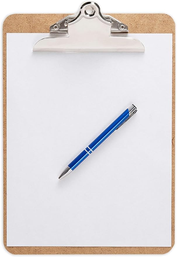 Letter Size Clipboard with Butterfly Clip (Pack of 5) - 9'' x 12.5'' Large Wood Clipboards for Classroom, Clipboards for Kids | Hardboard for Office, College, Teacher & Back to School Supplies