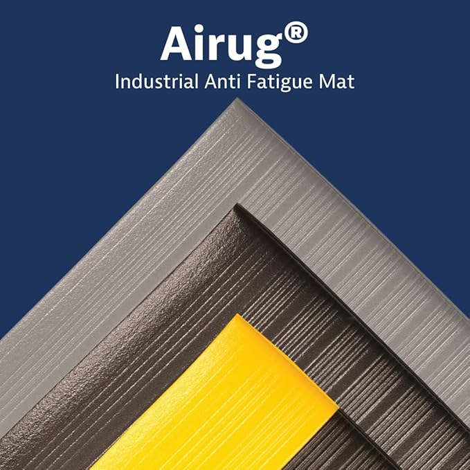 Notrax 410 Airug® 6' x 60' x 3/8" Anti Fatigue Mat, Enhanced Slip Resistance with Beveled Edges and Ribbed Surface, Ideal for Industrial and Commercial Workplaces, Black/Yellow, 410R0372BY