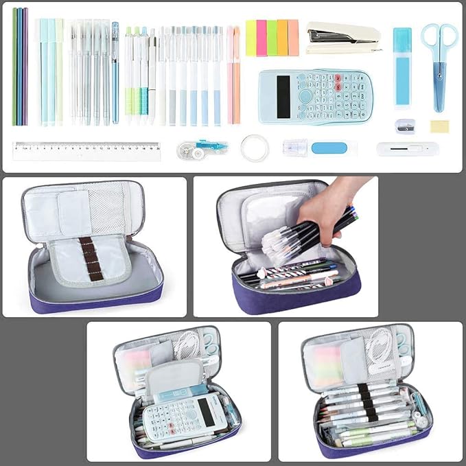 Homecube Big Capacity Pencil Case Oxford Cloth Bag Storage Pouch Marker Pen Pencil Cute Stationery Organizer Bag Holder with Zipper for Middle High School & Office Boy Girl Teen