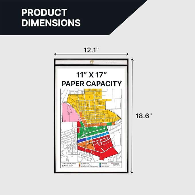 Office Werks Stitched Job Ticket Holder 11 x 17 Inch, Clear Work Order Plastic Sleeves Holder, Document Print Holders, Perfect for Attaching to Machinery, File Cabinets, Racking & Hanging, 25 Pack