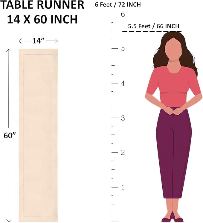 Solino Home Linen Table Runner 60 Inches - 100% Pure Linen Oil Green Table Runner 14 x 60 Inch Ideal for Dresser and Coffee Tables - Fall, Autumn, Thanksgiving - Fete