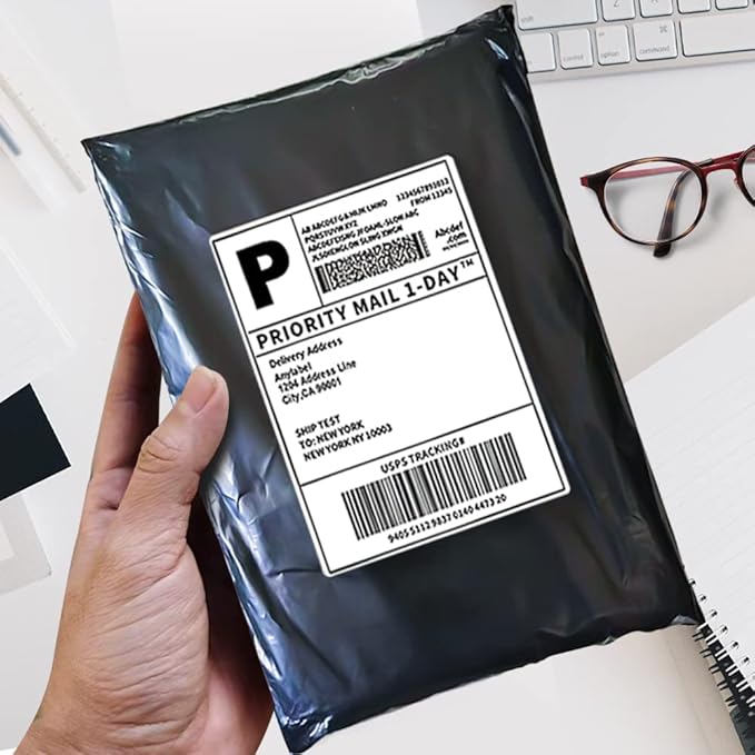 POLYSELLS 200 pcs 9x12 Inches Black Poly Mailers Shipping Envelopes, Strong Adhesive Sealing, Waterproof, and Tear-resistant Postal Mailing Bags for Small Business, Clothes, Non-Fragile Items