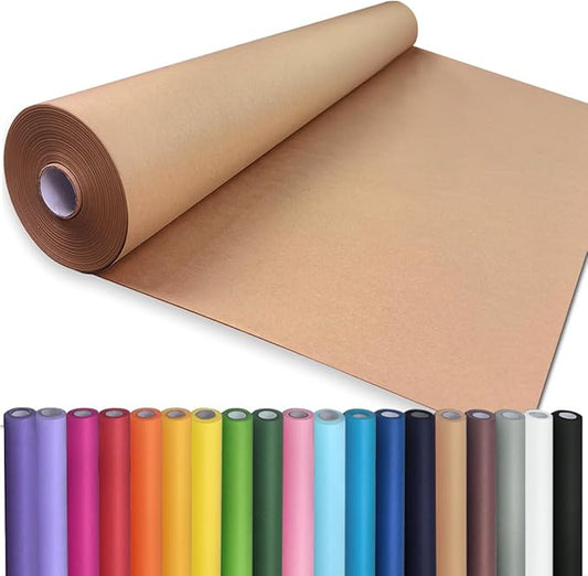 PerkHomy 24" x 2,400" (200') Brown Kraft Paper Roll for Craft Bulletin Board Paper Art Table Covering Crafting Gift Wrapping Bouquet Packing Parcel 70GSM 50LB (Brown, 24" x 200')