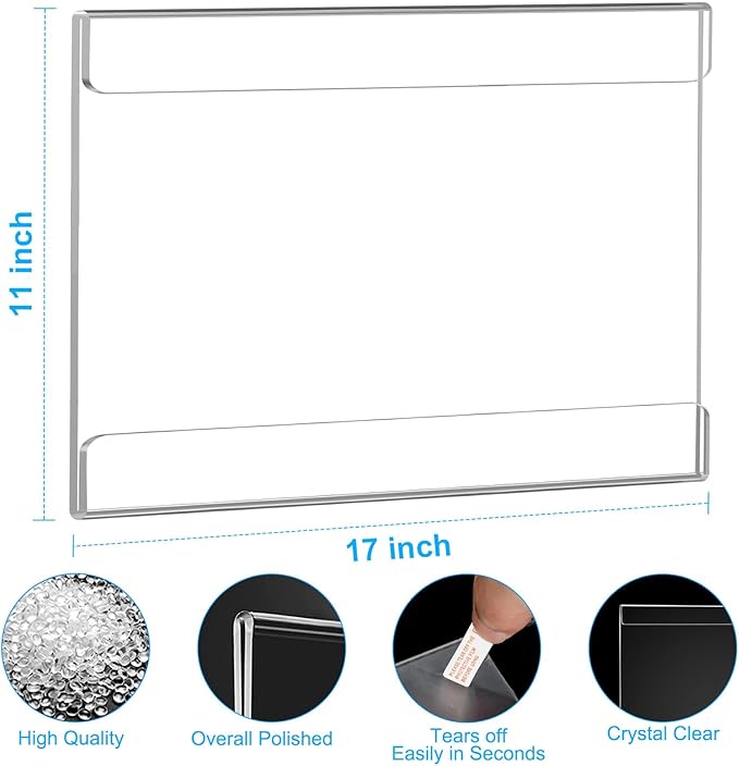 EHWINE 8 Pack 11x17 Wall Mount Acrylic Sign Holder,Horizontal Wall Signs Photo Menu Flyer Display Holders, Plastic Clear Acrylic Frames for Office Home Hotel Business Store (with Adhesive Tape)