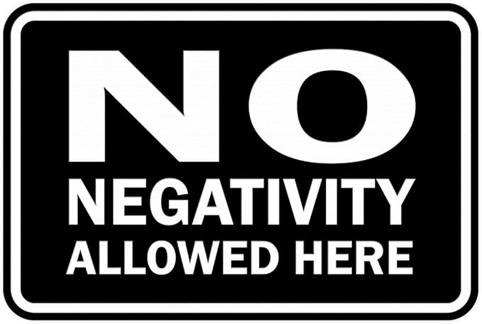 Signs ByLITA Classic Framed No Negativity Allowed Here Sign (Black) - Small 5 Pack