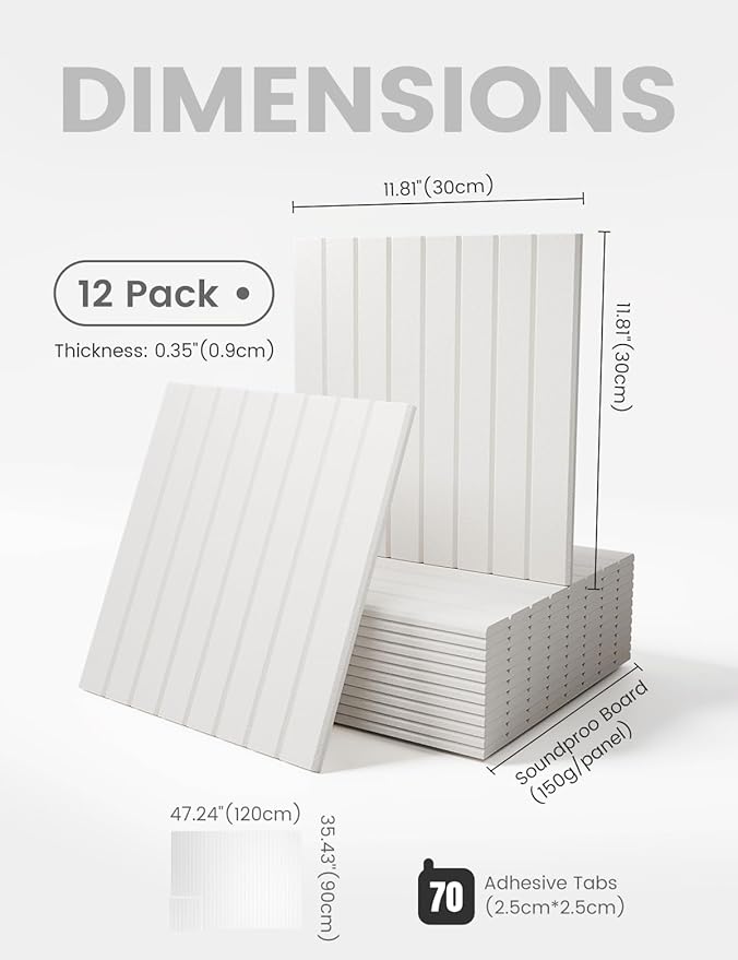 Large Felt Bulletin Board 48" x 36" Cork Board Alternative-12 Pack with 70 Safe Removable Adhesive Tabs, Cork Boards for Walls Cork Board for Home Office Classroom Pin Board (Milky White)