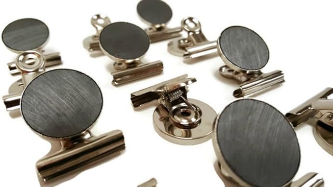 Mini Silver Refrigerator Magnet Hook Clips for Holding Photographs, Holding Business Cards, Office Organizing, Memo Note Clips (16)