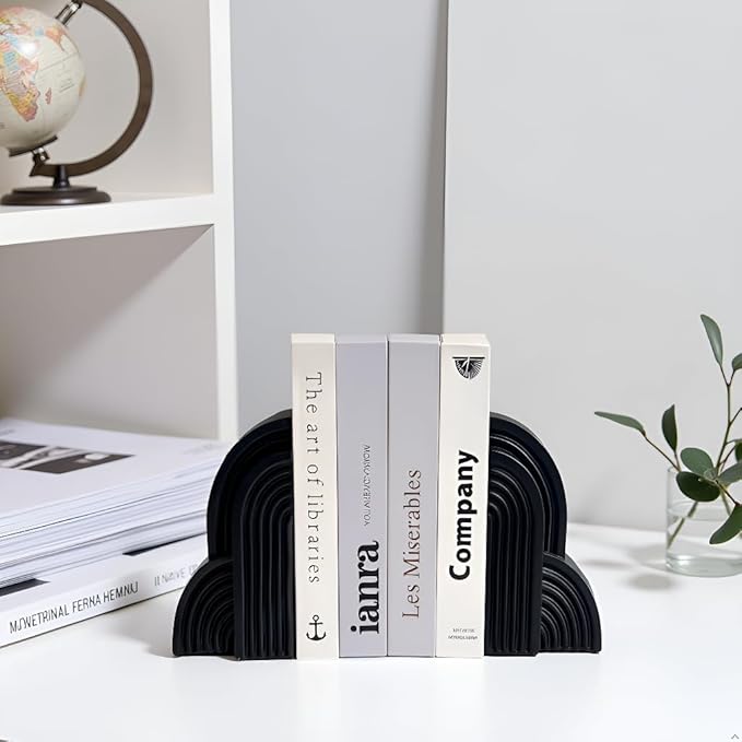 LIFFY Cloud Decorative Book Ends,7" Resin Non Skid Book Ends for Heavy Books,Elegant Book Holder for Shelves,Indoor Shelf Decorations to Hold Books for Home Office Study Desk