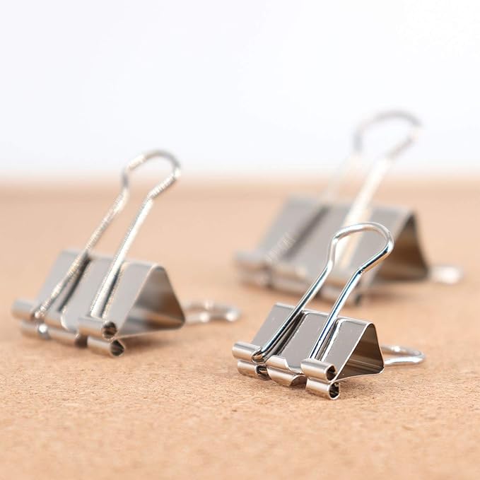 Silver Binder Clips Paper Clamps, Assorted Sizes Set (Small, Medium, Large) for Office School and Home Supplies (New Version)