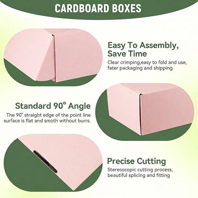 12"x9"x4" Shipping Boxes Set of 5, Pink Corrugated Cardboard Box Literature Mailer
