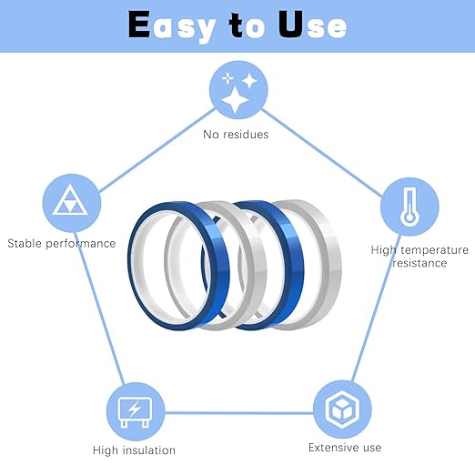 HTVRONT Heat Tape for Sublimation - Resistant 2 Rolls 20mm x 33m Tape, No Residue Transfer Blanks Tumblers Mugs Fabrics Press Thermal Blue