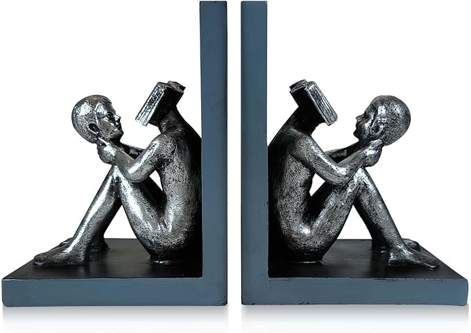 LIFFY Decorative Book Ends,Heavy Duty Non-Skid Book Stoppers for Shelves,Unique Indoor Home Decor Book Holder Ornaments for Living Room,Bedroom