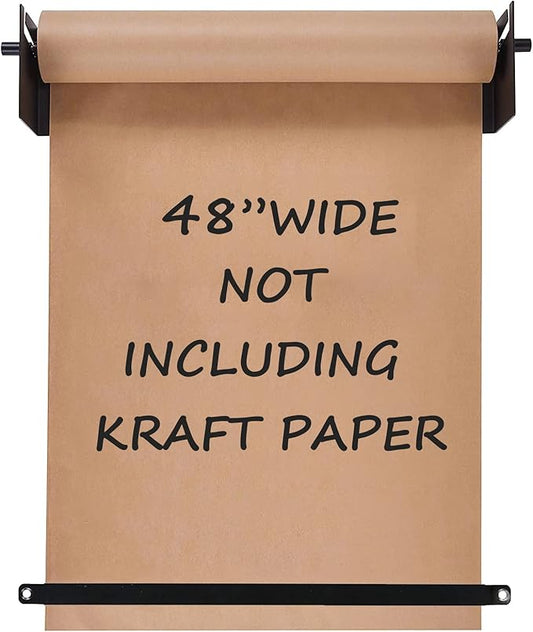 48”Kraft Paper Dispenser Holder Wall Mount, Heavy-Duty Paper Cutter Butcher Paper Dispenser to Do Lists, DIY Drawing, Taking Note, Artwork, Daily Special - Black