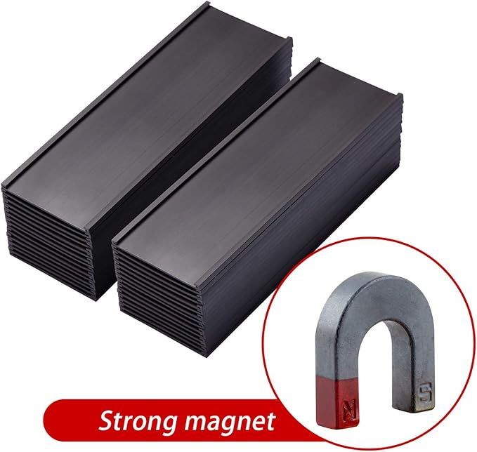 Eeoyu Magnetic Label Holders with Magnets Magnetic Data Card Holders with Clear Plastic Protectors for Metal Shelf, Whiteboard, Set of 50 (0.8 x 3 Inch)