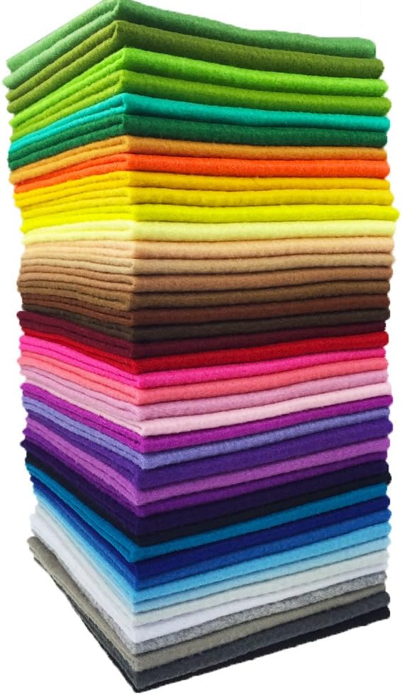 flic-flac 42pcs1.4mm Thick Soft Felt Fabric Sheet Assorted Color Felt Pack DIY Craft Sewing Squares Nonwoven Patchwork (15cm * 15cm)