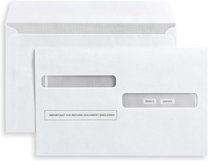 W2 Forms 2025 with Envelopes, Blank W2 4 UP Tax Forms, Compatible with QuickBooks, Sage and other programs, Ideal for E-Filing, Laser or Inkjet Printers, 100 Sheets and 100 Self Seal Envelopes