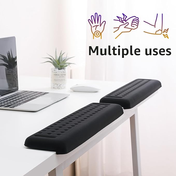 L-Shaped Desk EdgeRest, 2-Piece Set, Plam & Wrist & Forearm & Elbow Comfort Support for Table or Desk Edge, Non-Slip, Memory Foam Padding, Ergonomic Design, Separate Design (15.7 * 3.9 inch)