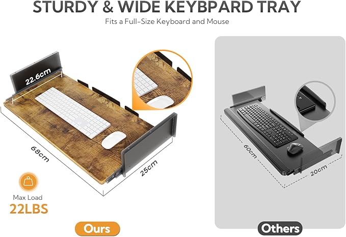 YDN Standing Desk with Keyboard Tray, 55 Inch Height Adjustable Desk, Brown Stand Up Desks for Home and Office, 55inch Rustic Brown