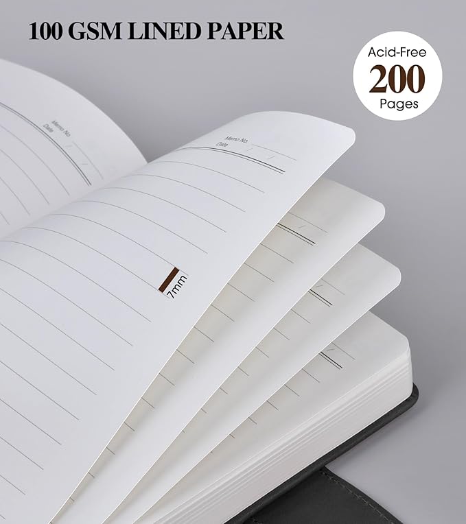 Lined Journal Notebook for Men, A5 Leather Journals for Writing Women, Hardcover Notebooks for Work,School,Note Taking,Travel,Business,Personal daily Diary,200 Page College Ruled (5.9" x 8.4")