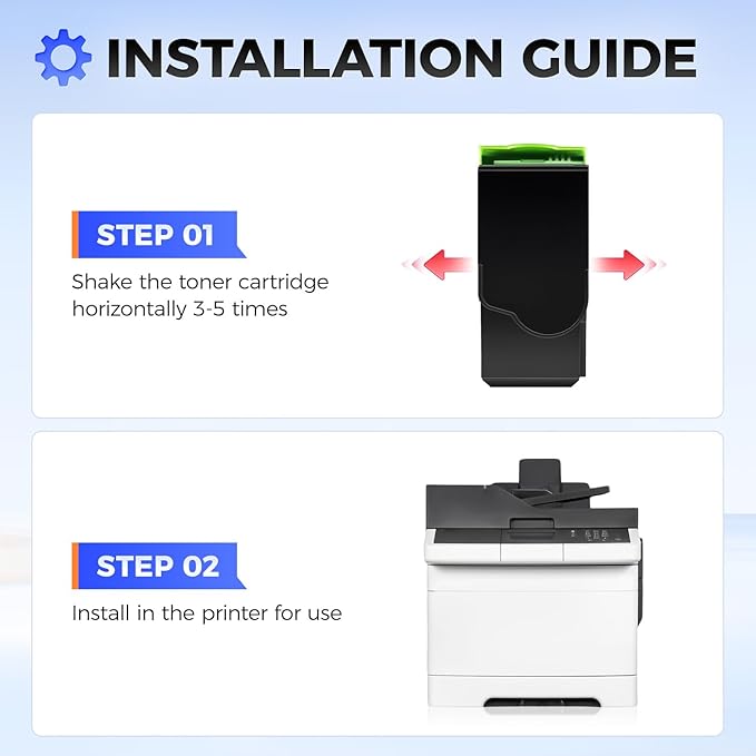 80C1HK0 80C1HC0 80C1HM0 80C1HY0 Toner Cartridge Set 4-Pack Black Cyan Magenta Yellow with chip Replacement Compatible for Lexmark CX410E CX410DE CX410DTE CX510DE CX510DTHE CX510DHE Color Laser Printer