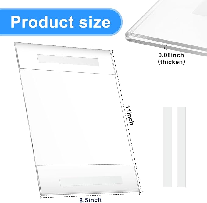 Kigley 70 Packs 8.5 x 11" Wall Mount Acrylic Sign Holder with Tape Clear Acrylic Sign Holder for Paper Poster Menu Door Wall Document for Office Home Store Restaurant No Drilling