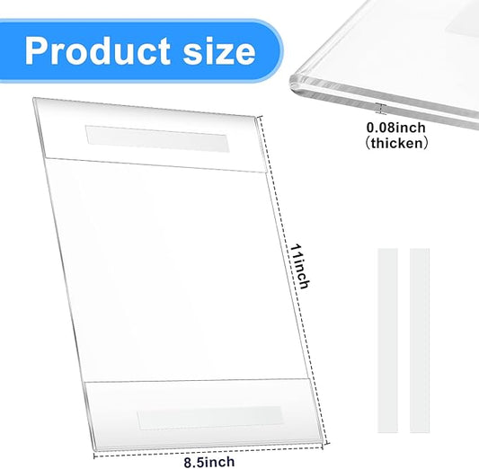 Kigley 70 Packs 8.5 x 11" Wall Mount Acrylic Sign Holder with Tape Clear Acrylic Sign Holder for Paper Poster Menu Door Wall Document for Office Home Store Restaurant No Drilling