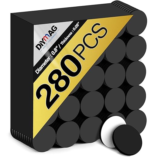 DIYMAG 280Pcs Magnetic Dot with Self Adhesive, Round Magnets Magnetic Tape Flexible Magnet Sheets with Adhesive for Crafts Photos and Die Storage Easy Peel and Stick, 0.8 x 0.08inch