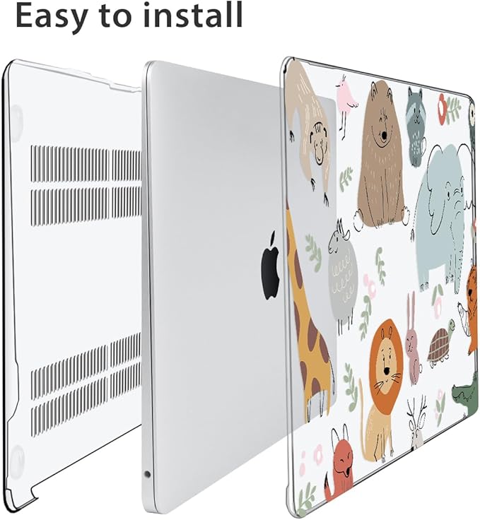 for MacBook Air 13 inch Case 2021 2020 2019 2018 A2337 M1 A2179 A1932, Plastic Hard Shell Case&Keyboard Cover&Screen Protector&Webcam Cover Compatible with MacBook Air 13" Retina, Cute Animal