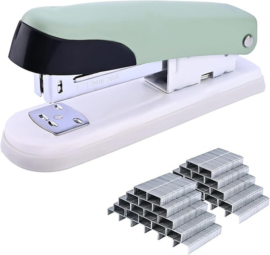 Temiary Stapler, Desktop Metal Staplers with 2000 Standard Staples, 25 Sheet Capacity, One Finger Stapling, Jam Free, No Effort Staplers for Classroom, Office or Desk (Green)