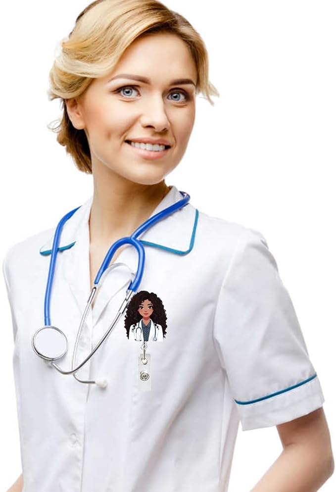 Doctor ID Badge Reel Holder Retractable Medical Badge Reels Designs Cute and Funny Doctor ID Badge Shirt Clip Holders for Teacher Office Retractable Nursing Social Worker Badge Reel Accessories