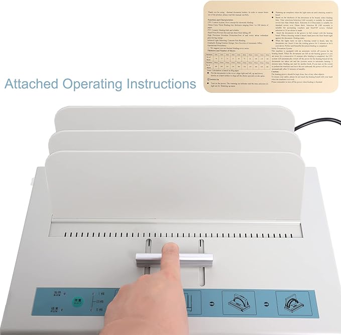 Thermal Binding Machine 500 Sheets Capacity Book Binding Material 110V Binding Machine A3(Short Edge)/A4/A5 Document Heat Binder with 10Pcs Covers (White)