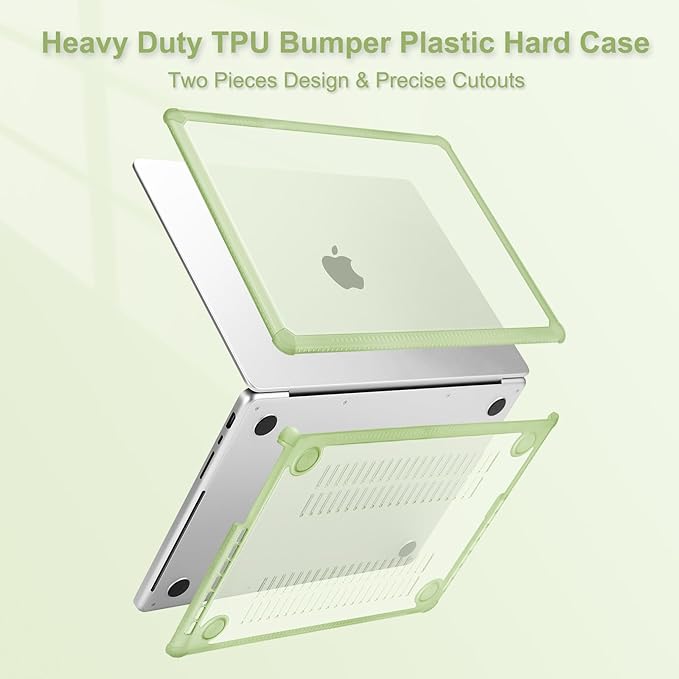 MOSISO Compatible with MacBook Pro 13 inch Case M2 2025-2016 A2338 M1 A2251 A2289 A2159 A1989 A1708 A1706, Anti-Cracking Heavy Duty Plastic TPU Bumper Hard Case&Keyboard Skin&Screen Film, Sage Green