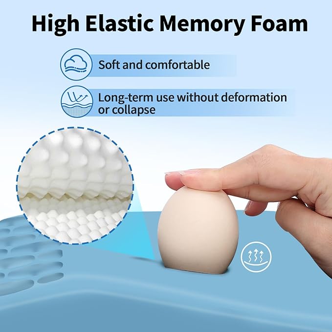 YIWEI Ergonomic Mouse Pad with Wrist Rest Support, Mousepad with Comfortable Memory Foam Wrist Rest and Non-Slip PU Base for Pain Relief, Computer, Laptop, Office, Home (Blue)