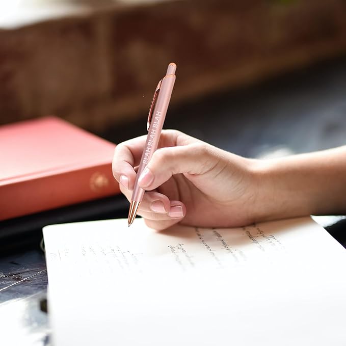 10 Pack Funny Sarcastic Ballpoint Pens, Office Snarky Metal Luxury Rose Gold Ballpoint Pen Encouraging, Office Gift, Black Ink