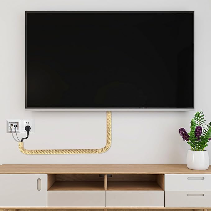 CrocSee 25ft - 1/2 inch Braided Cable Management Sleeve Cord Protector - Self-Wrapping Split Wire Loom for TV/Computer/Home Theater/Engine Bay - Beige