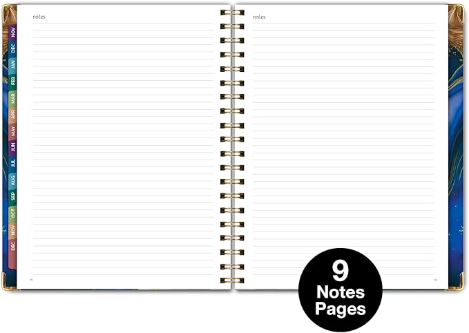 HARDCOVER 2026 Planner, 8.5"x11": 14 Months (November 2025 - December 2026), Daily Weekly Monthly Planner, Yearly Agenda, Bookmark, Pocket Folder and Sticky Note Set (Dark Blue Marble)